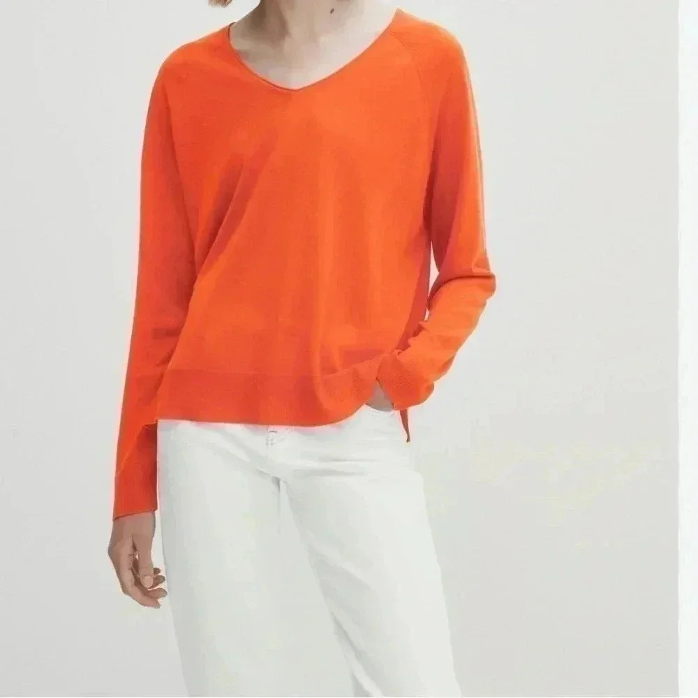 NWT Zara Crew Neck Ribbed  Orange Fine Knit Sweater - M